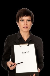 woman with help sign