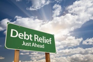 debt relief just ahead sign