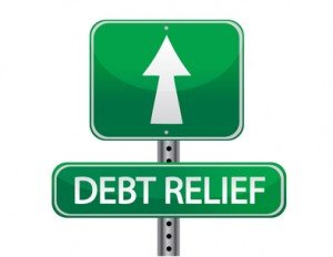 debt relief with arrow sign
