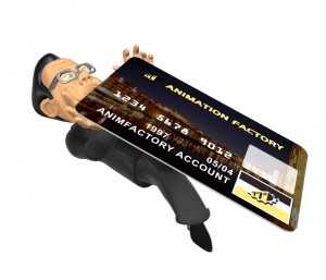Man being crushed by credit card