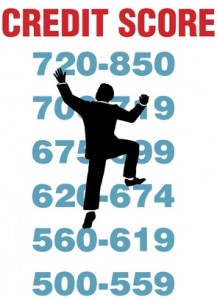 Man climbing credit score numbers