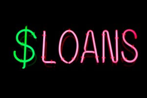 The word Loans executed in neon