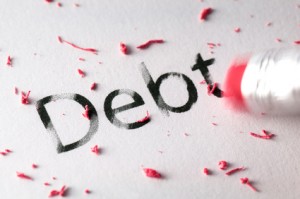 The word debt being erased