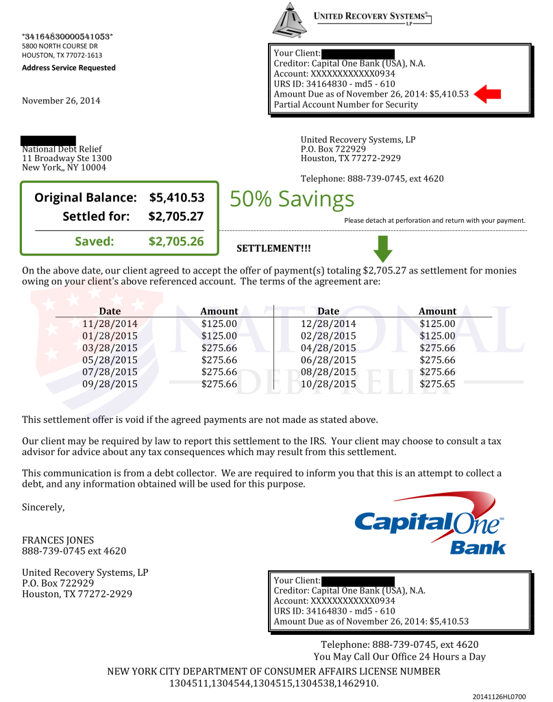 Debt Settlement Letters