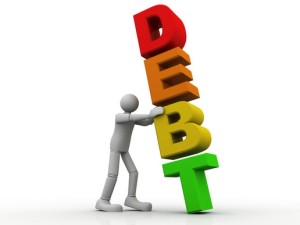 big debt pushed by a man