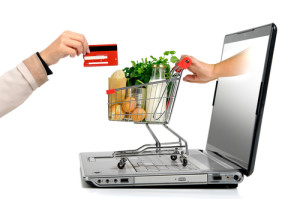 credit card and a grocery cart