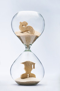 hourglass with dollar sign and graduate