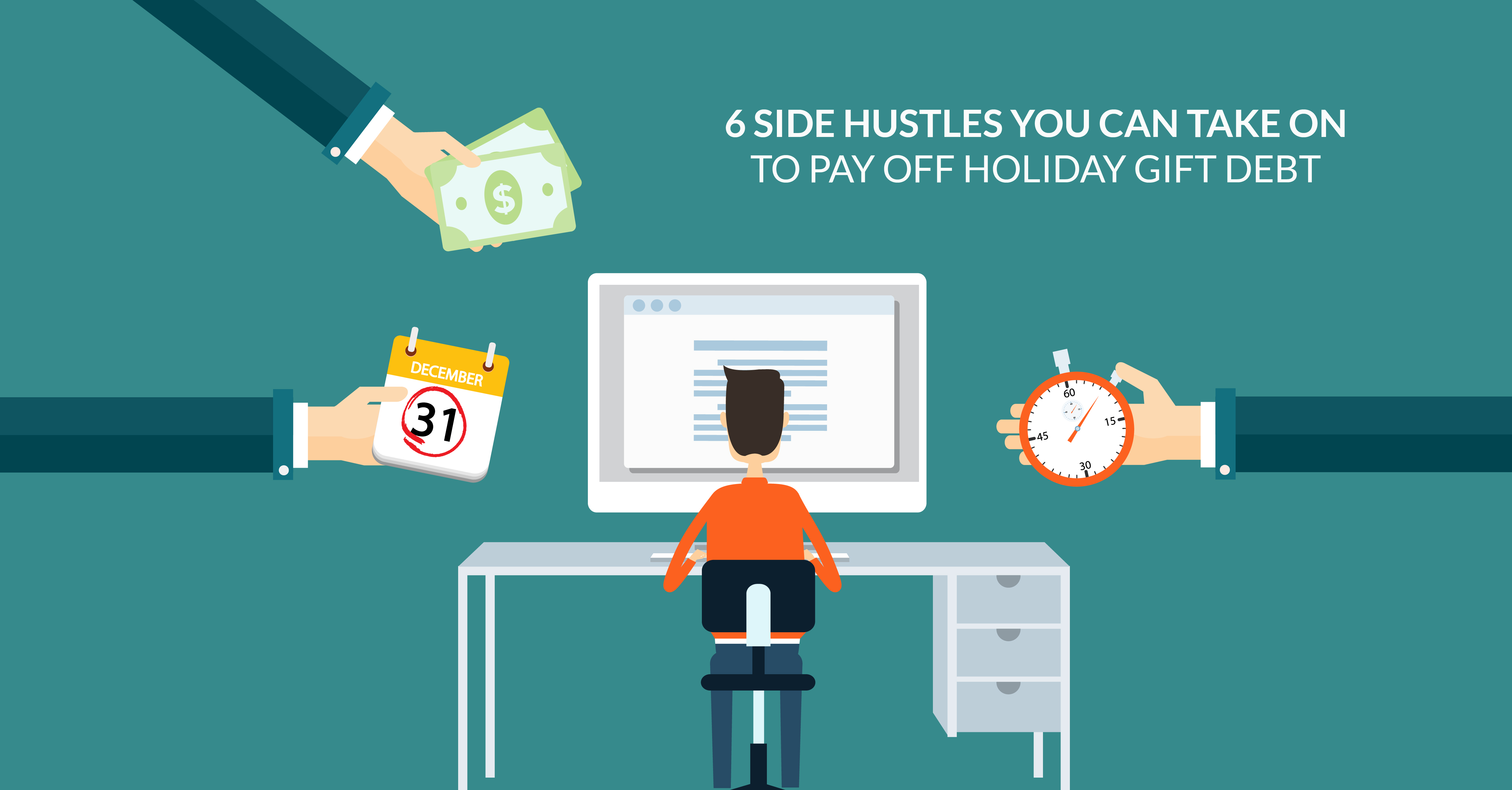side hustle pay off holiday gift debt graphic