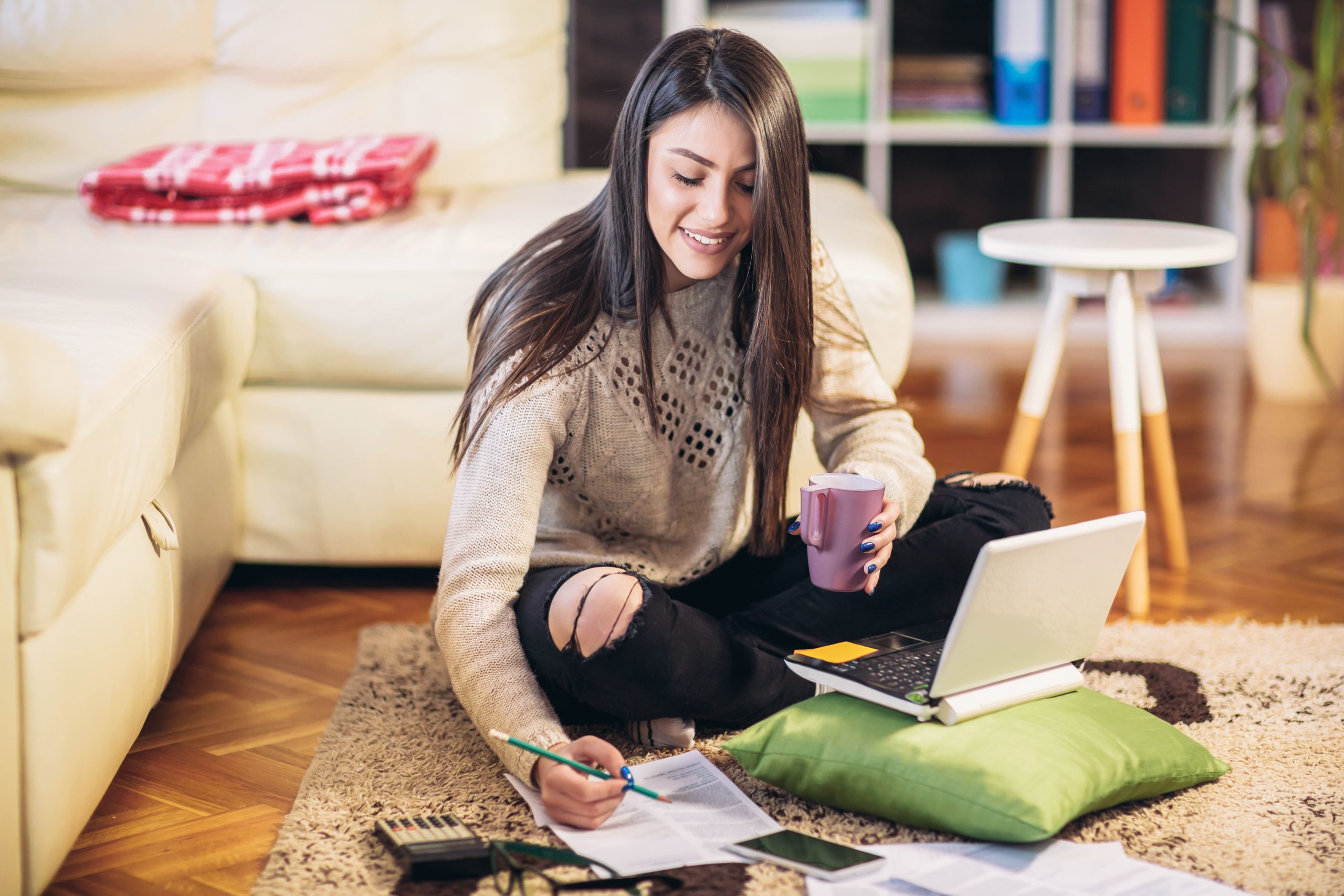 young woman researching student loans