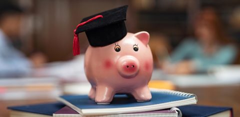 piggy bank with graduation cap