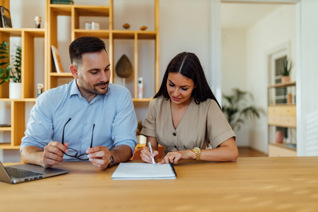 Couple making financial plans together