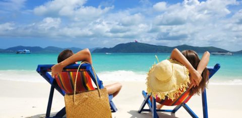 Two people on vacation debt and worry free