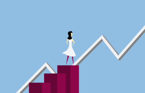 woman climbing the stairs of rising interest rates