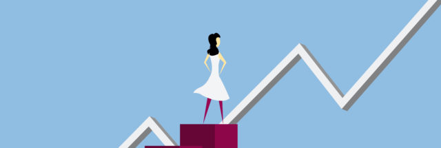 woman climbing the stairs of rising interest rates