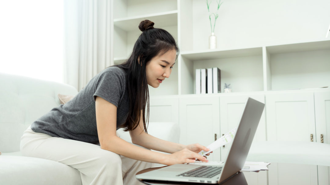 woman using laptop