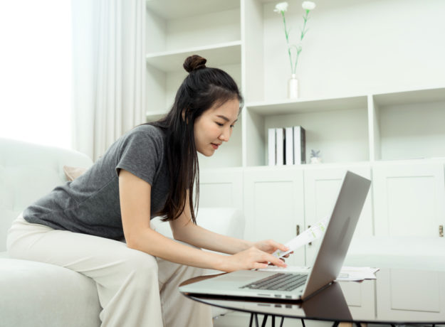 woman using laptop