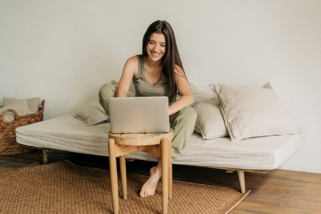 Young woman working from home