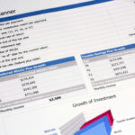 Close-up of a 401(k) planner sheet showing retirement savings estimates and growth projections