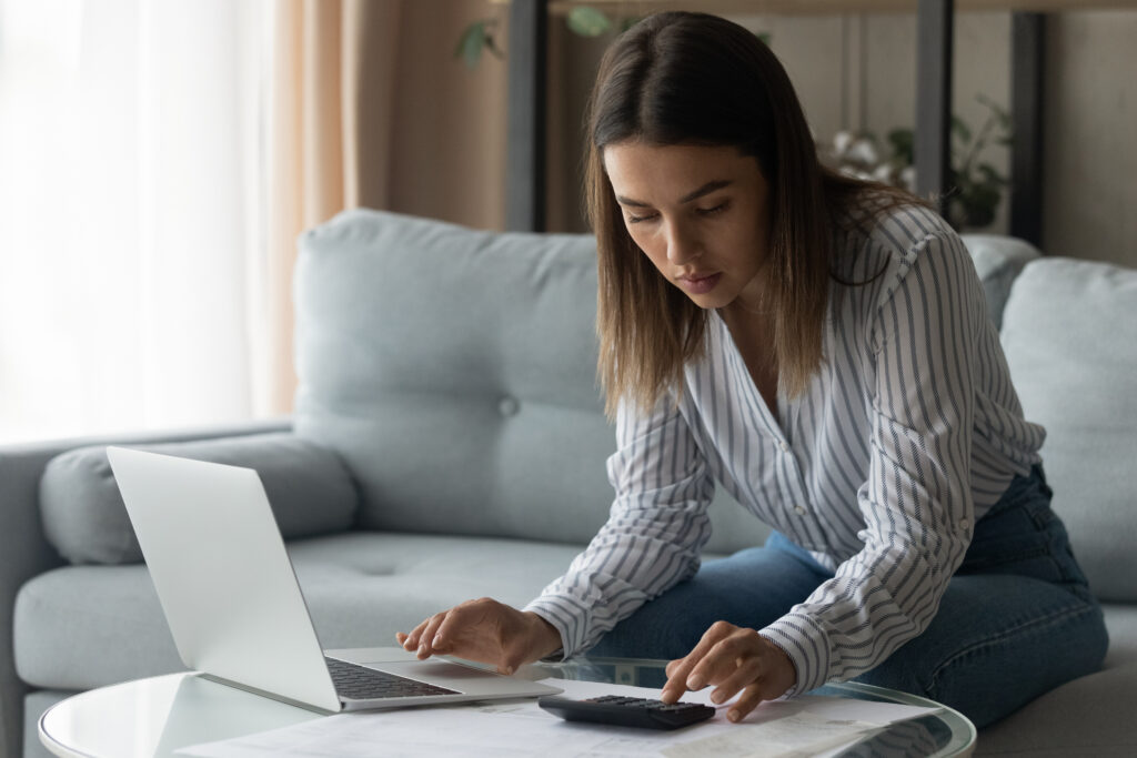 Female student planning to pay college loan count payment sum