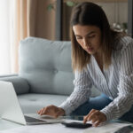 Female student planning to pay college loan count payment sum