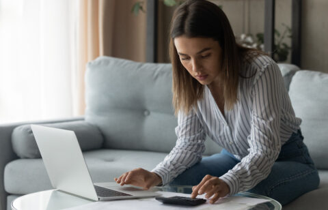 Female student planning to pay college loan count payment sum