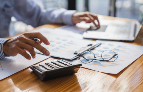 Business analyst team checking in financial statement for audit internal control system. Accounting , Accountancy Concept.